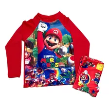 Conjunto Infantil Super Mario Bros Proteção Uv50 Menino