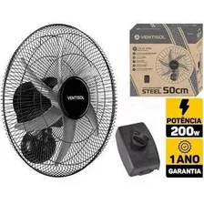 Ventilador De Parede Ventisol Steel Preto Com 6 Pás De Plás