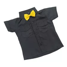 Camisa Preta Com Gravata Amarela Mickey Infantil