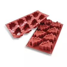 Molde Silicona Repostería Árboles Navidad Sf108 Silikomart® Color Marrón