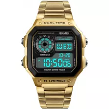 Relógio Masculino Skmei 1335 Res 50m Digital Esporte Dourado
