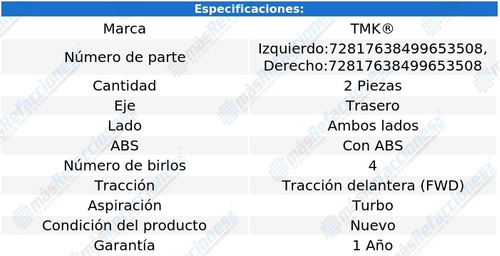 Par De Mazas Traseras Partner L4 1.6l De 2017 A 2019 Tmk Foto 2