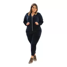 Conjunto Em Plush Veludo Plus Size Calça E Jaqueta Capuz