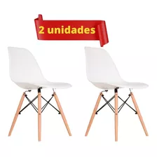 Jogo 2 Cadeiras Charles Eames Wood Eiffel Sem Braço