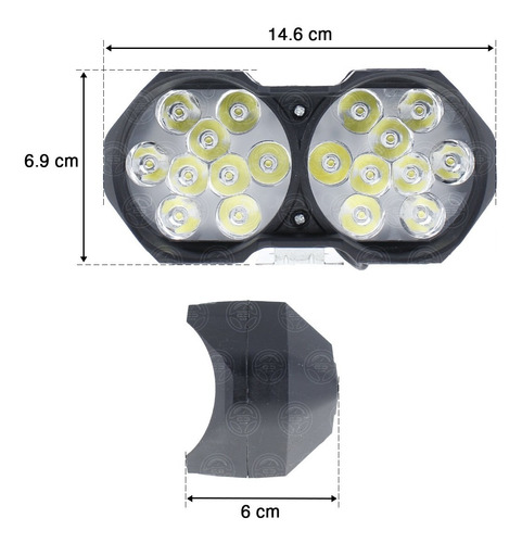 Faro 18 Led Gemelos Doble 4x4 Fija Y Estrobo Moto Pvc 12v F1 Foto 2