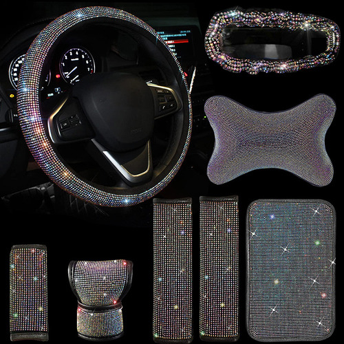 Funda De Volante De Coche Con Forma De Diamante Completo, Re Foto 4