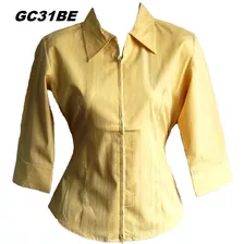 Blusas Grandes 3/4 Casuales Vestir Talla Plus Stretch Camisa