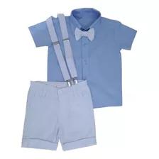 Roupa Social Batizado Apresentação Menino Azul E Branca 