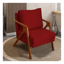 Cadeira Poltrona Decorativa Shine Madeira Maciça Suede Cores