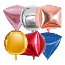 5 Globos Orbz 22 Pulgadas Cubo Diamante Esfera Elige Forma Color Esfera 4d Azul Rey