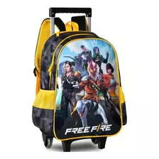 Mochila De Carrinho Escolar Free Fire - Clio Style Cor Preto