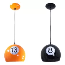 Kit 2 Lustre Bola Preto/laranja Snooker Bilhar Sinuca Jogos