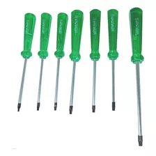 Kit Chave Torx 7 Pçs Imantada Cromo Vanádio Com Furo Guia