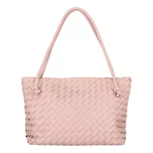 Bolso Tote Mujer Maquillaje 855-23 Correa De Hombro Rosa Diseño De La Tela Rayado