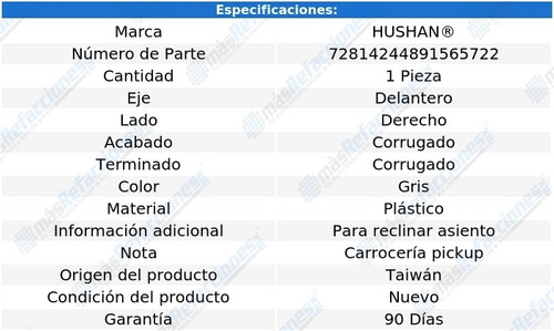 1 Manija Asiento Del Der Gris Silverado 3500 03 Al 06 Hushan Foto 2