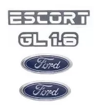 Kit Emblemas Ford Escort Gl 1.6 Até 1992 - Modelo Original .