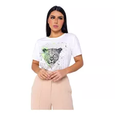 Blusa T-shirt Feminina Estampa The Leopard Moda Blogueira 