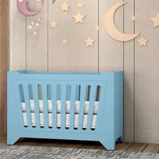 Berço 2 Em 1 Mini Cama Em Mdf Nest Espresso Móveis Cor Azul Bebê