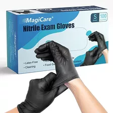 Magicare Guantes Desechables Negros Sin Látex, Tamaño Peq.