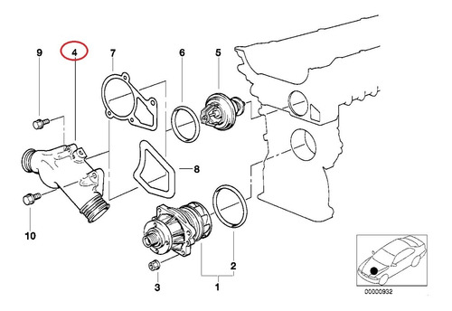 Brida Caja Termostato Bmw 323 95-00 325 90-95 328 95-99 Foto 5