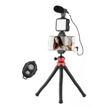 Kit Vlogging Equipamento Para Smartphone Tripé Flexivel 