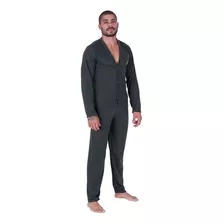 Pijama Longo Masculino Com Botões - Aberto