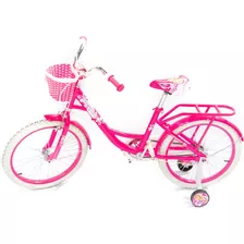 Bicicleta Niña Verado Princesa Rueditas Parrilla Canasto Color Rosa