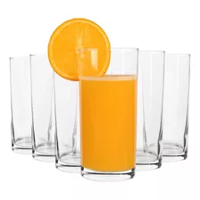 Set X6 Vaso Alto Agua En Vidrio Con Fondo Grueso Crisa 310ml Color Transparente