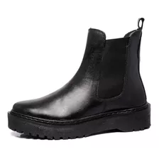 Bota Coturno Feminino Tendencia Blogueira Tratorada De Couro