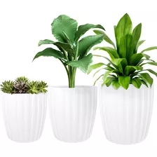 Kit 3 Vaso Planta Polietileno Decoração Flor Jardim Cd80 Cor Branco