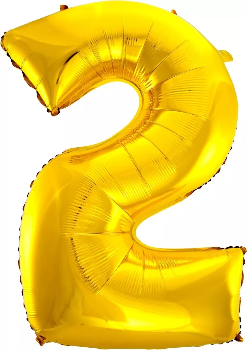 Balão Metalizado Dourado - Número 2 - Grande - 70 Cm