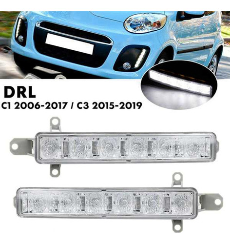 3 Faros Antiniebla Led Drl L+r Para Coche C1 06-17 C3 15-19 Foto 4