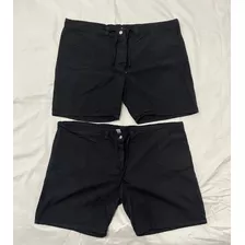 2 Shorts Negro De Mujer Bermudas Pantalon Bolsillos Talle 46
