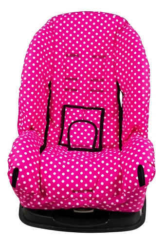 Capa Protetora De Cadeirinha Para Atlantis Tutti Baby Na Cor Rosa E Bolinhas Brancas Pink Bola Branca