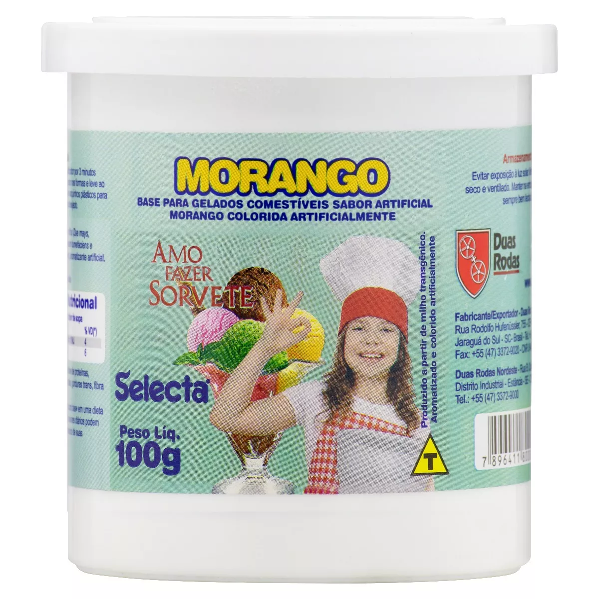 Base Para Gelados Comestíveis Morango Selecta Pote 100g Selecta