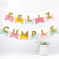 Banderines Feliz Cumple Imprimible. Multicolor