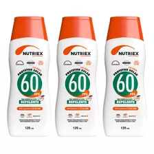 3 Un Protetor Solar Fps60 Repelente Toque Seco 120ml Nutriex