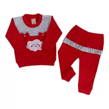 Roupa De Frio Bebê Menina Moletinho Inverno Calça E Blusa 