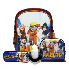 Kit Mochila Escolar Infantil De Costas Tam G Naruto F1
