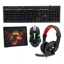 Kit Gamer Teclado Mouse Audífonos Y Mousepad