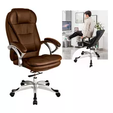 Silla Para Gerente Giratoria Ergonomica De Cuero Kl1046 Cafe