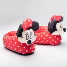 Pantufla 3d Niña Minnie Puntos Rojo Disney