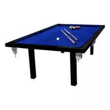 Mesa De Pool Deportes Brienza Profesional De 2.4m X 1.4m X 0.8m Color Negro Con Superficie De Juego De Mdf, Paño Azul Y Redes Color Blanco