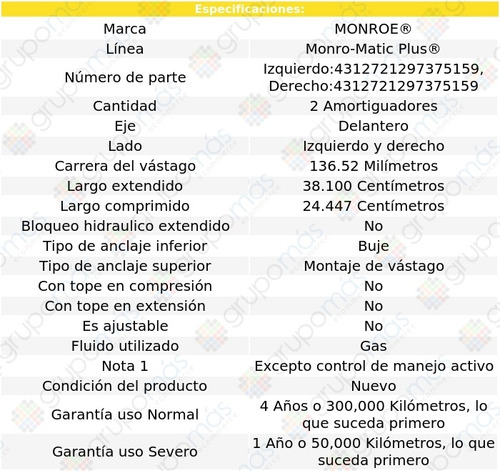 2 Amortiguadores Gas Monro-matic Plus Del Isuzu Rodeo 98-04 Foto 3