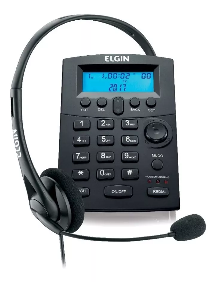 Telefone Headset Com Identificador Chamadas Hst-8000 Preto