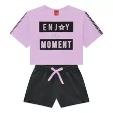 Conjunt Kyly Juvenil Menina Verão Short Blus Cropped 10 A 18