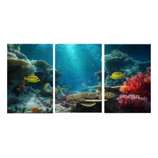 Quadro Decorativo Fundo Do Mar Peixes 60x120 - Trio - Opções