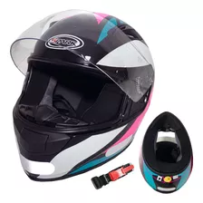 Capacete Moto Ebf Spark Mixed Blue Preto Rosa Tamanho 58