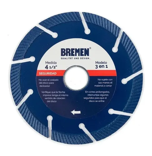 Disco Diamantado Segmentado 3 En 1 Diam. 115 Mm Bremen® 6062 Color Azul