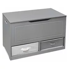 Caja De Almacenamiento Y Banco Con Dos Cestas, Gris/blanco